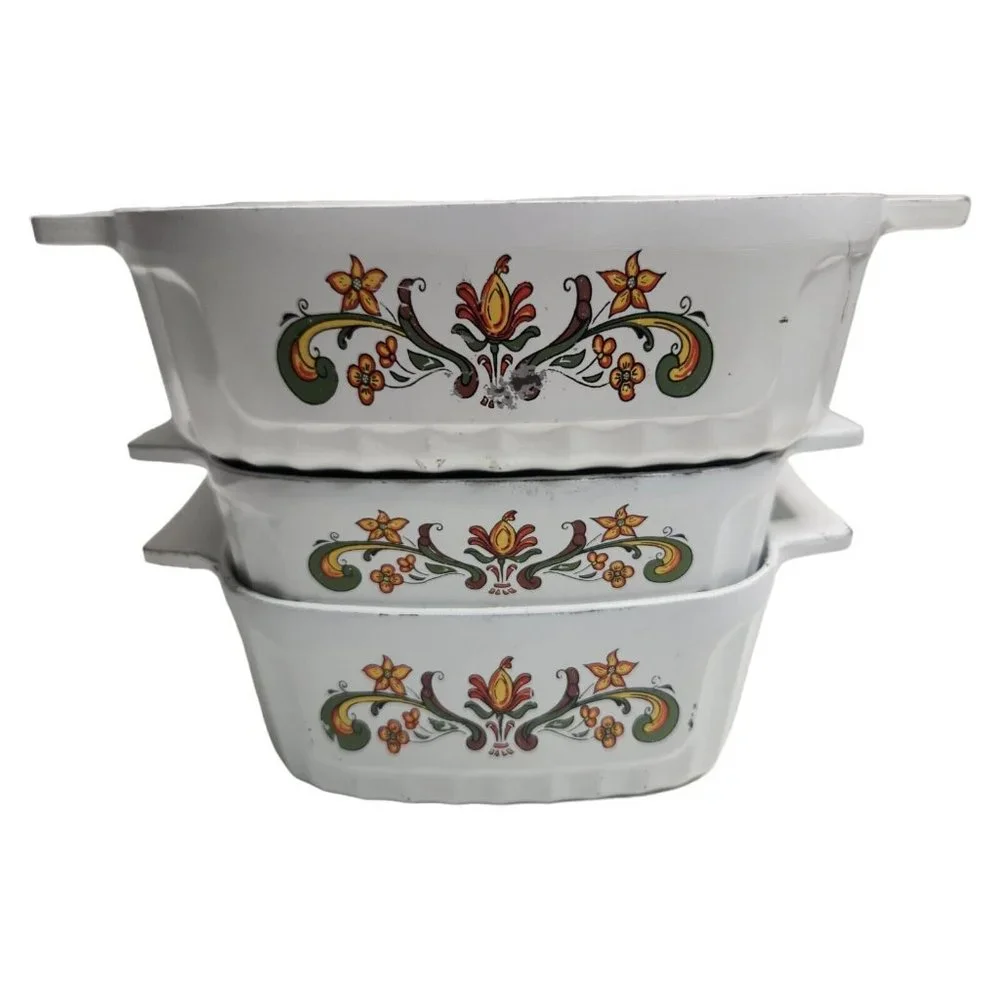 Vintage 3-Piece Nordic Ware Cast Bake Ware Casserole 2 Qt Bundt 1 1/2 Qt 1 Qt